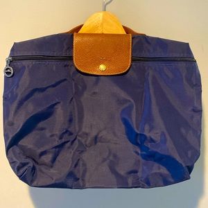 Longchamp Navy and Brown Tote Bag